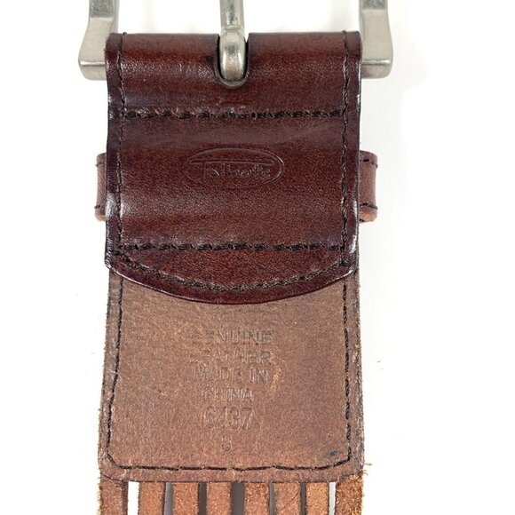 Talbots Women's Leather Belt Brown/Cream Silver Buckle Style#:6437 Size Small - Picture 5 of 11